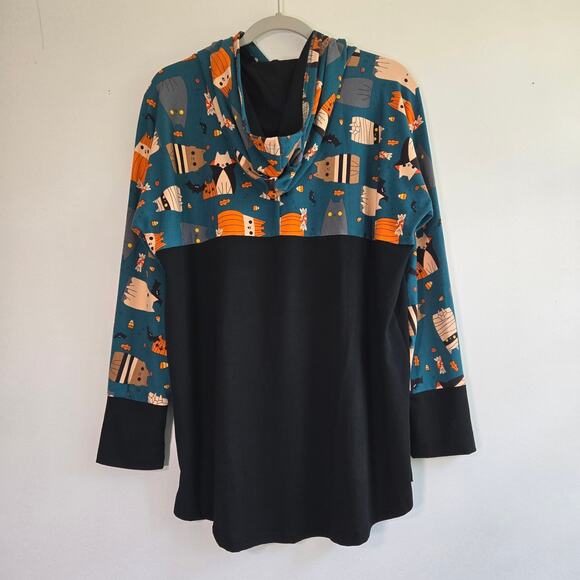Lula Roe Halloween Cats Hooded Shirt. Size XL. - Picture 6 of 9